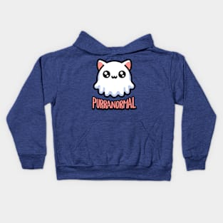 Purranormal! Cute Ghost Cat Pun Kids Hoodie